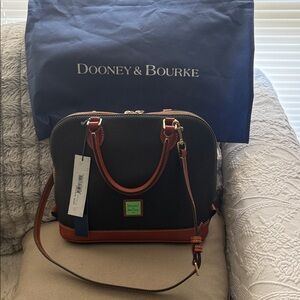 Dooney & Bourke Black and Tan Satchel Bag
